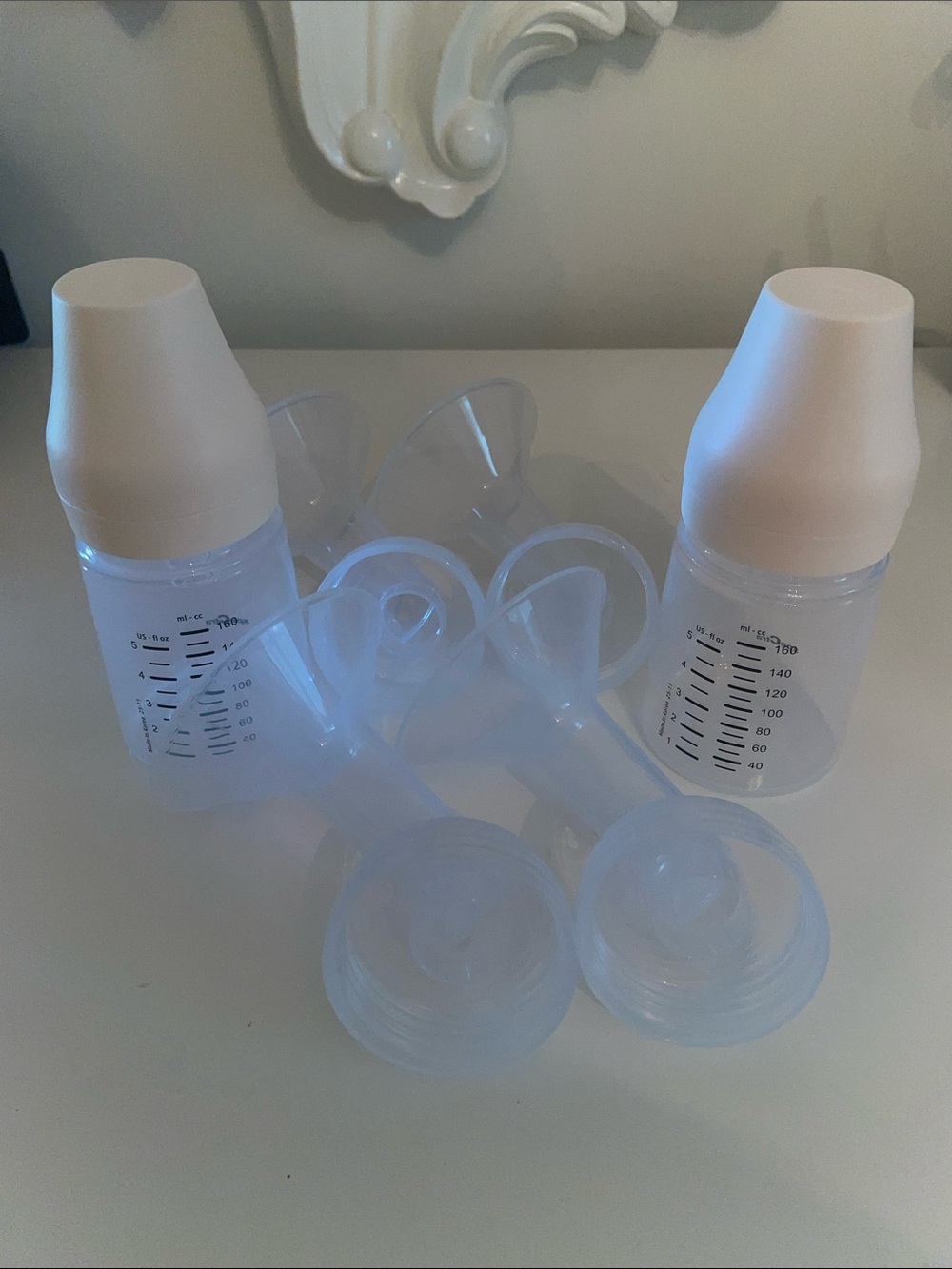 Spectra Brand New Never Used Breast Pump Flanges and Storage Bottles